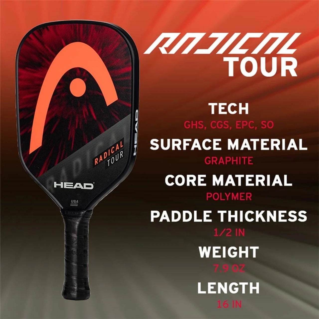 Head Radical Tour Graphite Paddle 6 Head Radical Tour Graphite Paddle - Image 4