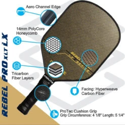 Rebel Pro XLT Hyperweave LX Paddle -Pickleball Promotion Store PL505 9 17299.1663784815